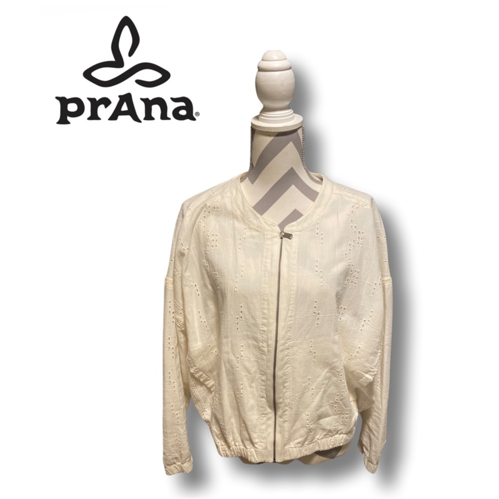 prAna Eyelet Bomber Jacket Lightweight Zip Front Casual Layer [Size M]